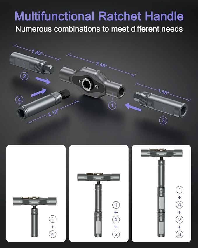 24 in 1 Magnetic Screwdriver Set, DIY Ratchet Screwdriver Set, Magnetic Screwdriver Kit, Detachable Assembly T Handle for Furniture Assembly, Precision Electrical Appliance Repair, Bicycle Tools
