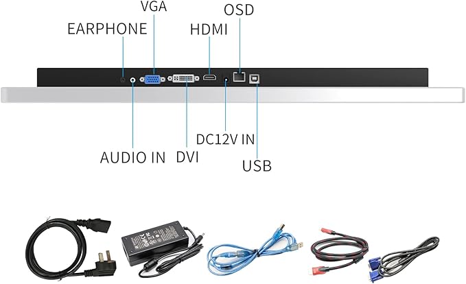 GreenTouch 22 Inch Open-Frame Touchscreen LCD Monitor - Capacitive PCAP Multi Touch -1680x1050-16:10-Black and Silver Bezel