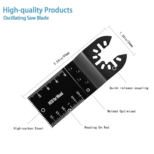 50pcs Wood Plastics Metal Multitool Blades Titanium oscillating Saw Blades Quick Release Fit Dewalt Tools Bosch Porter Cable Black & Decker Rockwell Ryobi Milwaukee Chicago Craftsman Makita…