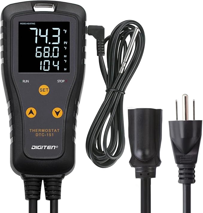 Digital Temperature Controller Simple Stage Thermostat Outlet Heating & Cooling Mode for Chest Freezer Refrigerator Homebrew Fermenter Greenhouse 110V 15A 1650W