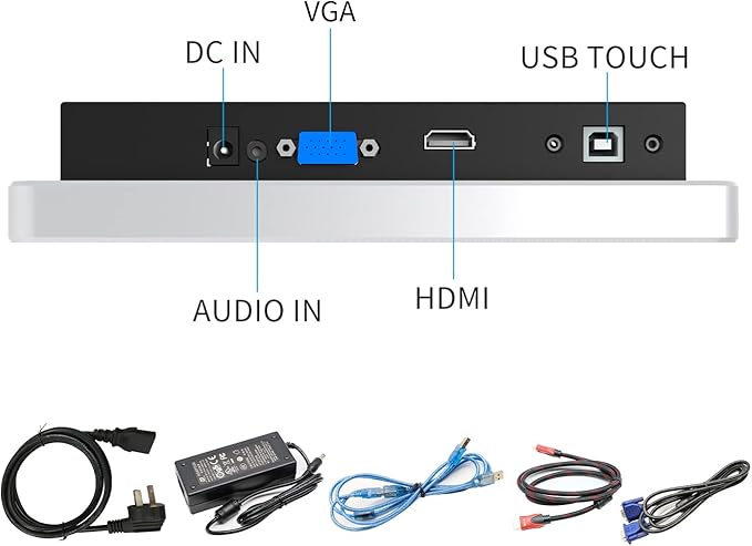 GreenTouch 8 Inch Multi-Point Capacitive Touch Screen Display -1024 * 600 Resolution -HDMI/VGA Input Silver Bezel