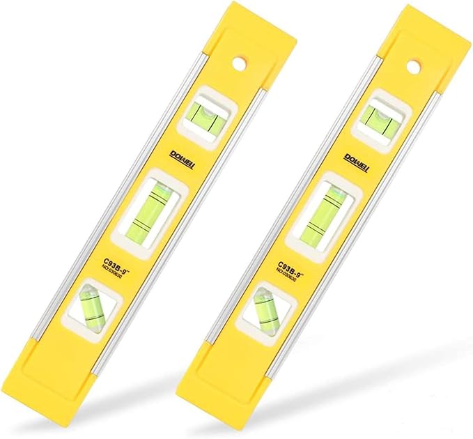 DOWELL 9 Inch Magnetic Box Level Torpedo Level(2PCS),3 Different Bubbles/45°/90°/180°Measuring Shock Resistant Torpedo Level