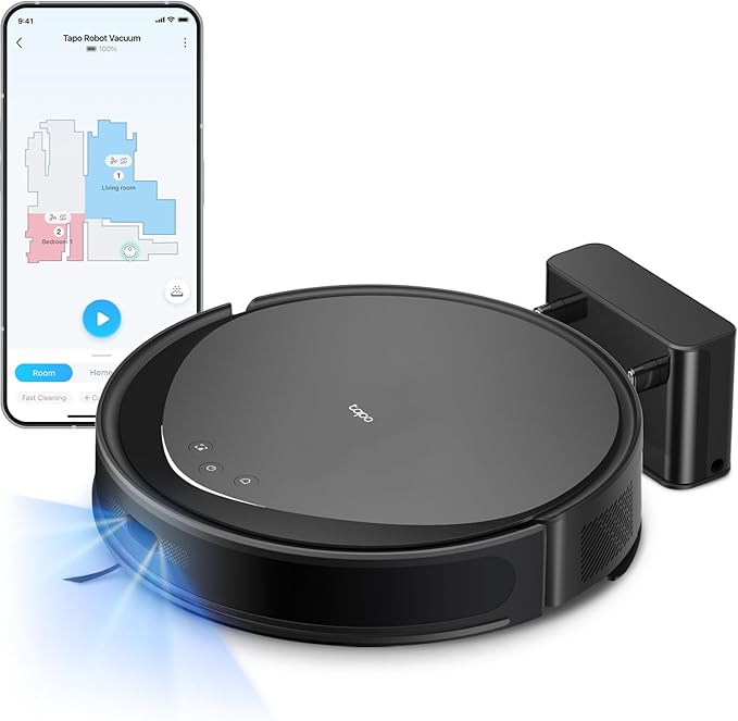 Tapo Ultra-Slim LiDAR Smart Navigation Robot Vacuum and Mop, 5300Pa Max, 97%+ Dust Pickup, Customizable Cleaning, Self-Charging, Works w/Alexa & Google Home, RV20 Max