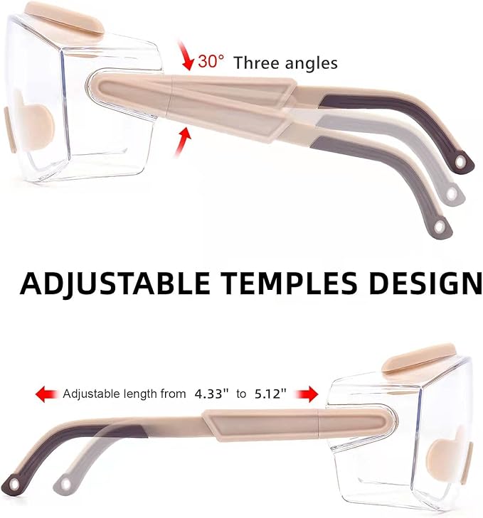 UKNOW Safety Goggles Over Glasses, Anti Fog Safety Glasses with Clear Wraparound Lens, ANSI Z87.1 Protective Eyewear