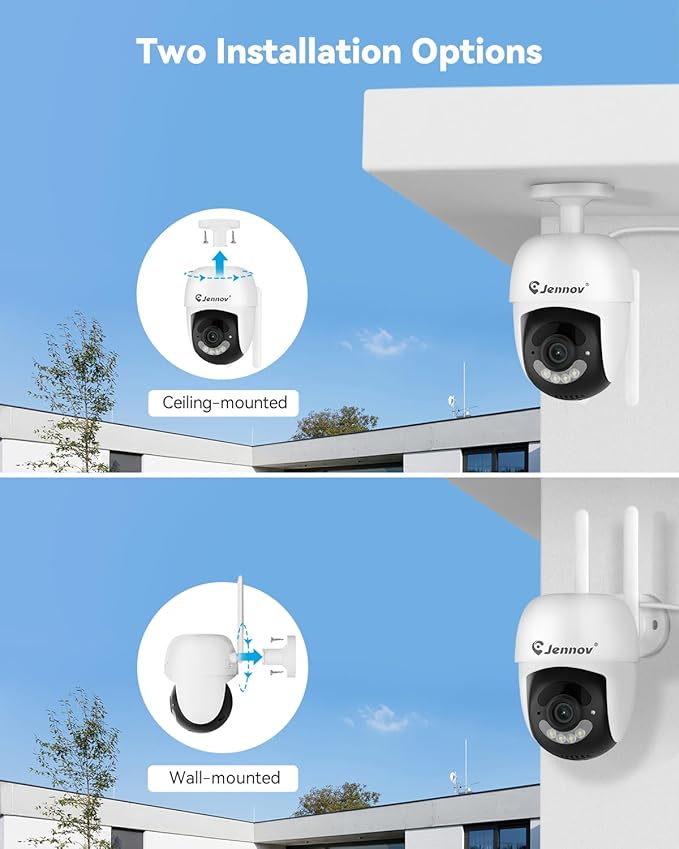 Jennov 5MP Wireless Security Camera System – Add-On Outdoor/Indoor Camera (Outlet-Powered)，Night Vision, Motion Detection, IP66 Weatherproof, No Subscription Required，Only Work with P48 System