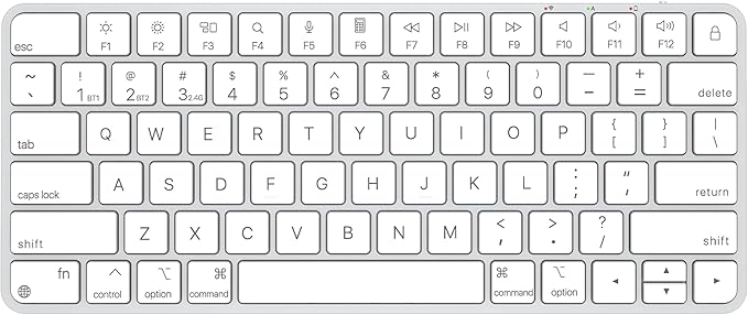 Wireless Keyboard for Mac, Bluetooth/2.4G USB Dual-Channel Connection, Multi Device, Rechargeable Bluetooth Keyboard Compatible with Mac, iPad, iPhone