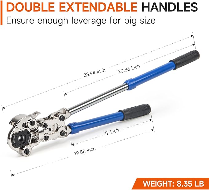 iCrimp Copper Tube fittings Crimping tool with 1/2,3/4 and 1-inch Jaw for ProPress copper fitting IWISS-1632AF