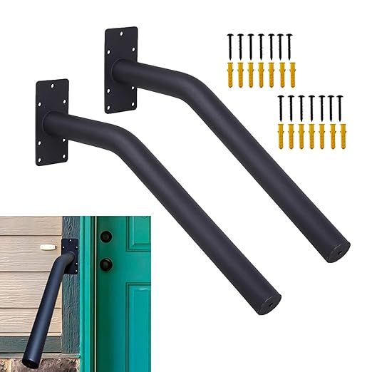 2PCS Wall Mount Hand Railing for 1-2 Step Stairs, handrail for Outdoor Steps, Elderly Handicap Safety Grab Bar for Outdoor Garage Entry Steps Stair Interior Exterior Stairway