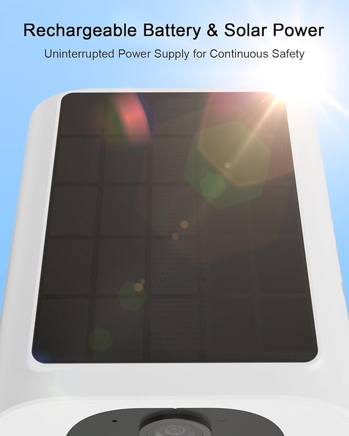 ANRAN 2K Solar Security Camera Wireless Outdoor, Forever Power with Built-in Solar Panel, WiFi Home Security Cameras, 2-Way Audio, PIR Detection, Color Night Vision, Works with Alexa, C3 2-Cam Pack