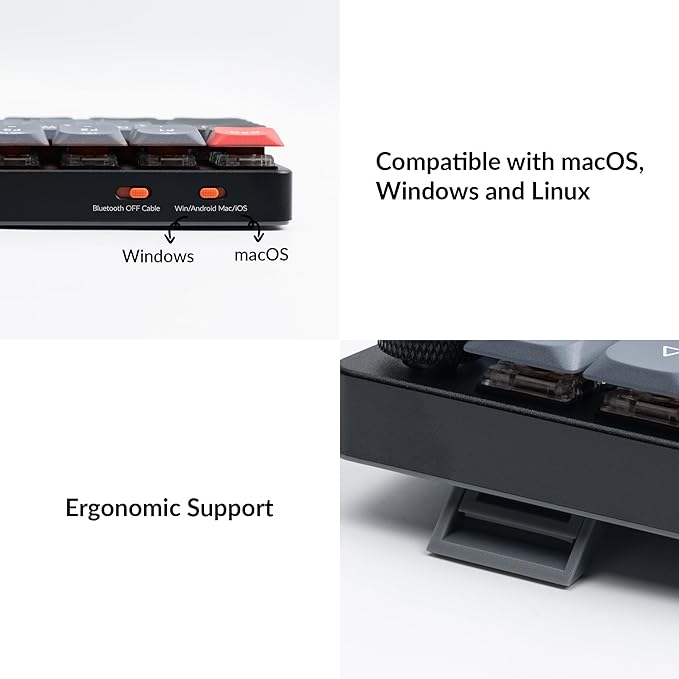 Keychron K17 Pro QMK/VIA Low-Profile Custom Wireless Mechanical Keyboard 96% Layout Programmable Knob Bluetooth/Wired White Backlight Compatible with Mac Windows Linux