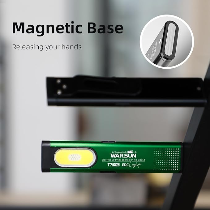 WARSUN Compact Multi-Mode Pocket LED Flashlight - 675LM, USB-C Rechargeable, IPX4, Dual Material, Red/Blue Strobe, for Everyday Carry & Travel