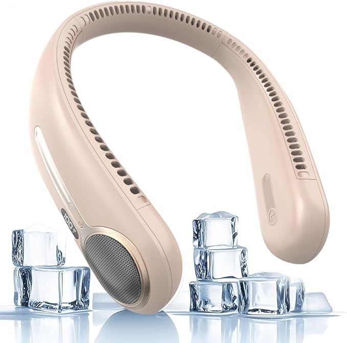 Portable Neck Fan,Hands Free Personal Wearable Bladeless Fan,6000mAh USB Rechargeable,360° Cooling,LED Display,4-Speeds,Birthday Gifts for Men Women Dad Mom,Outdoor Indoor Travel Camping (Brown)