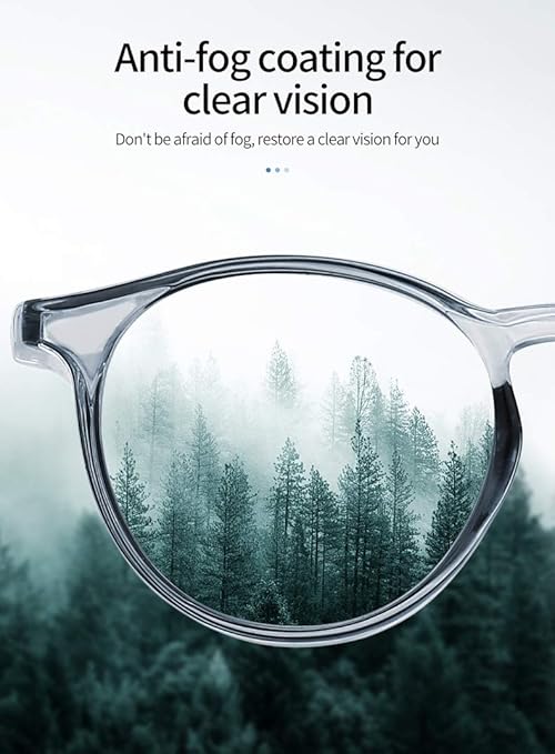 Alsenor Safety Glasses Anti Fog Goggles Protective Eyewear Blue Light Blocking Anti Dust UV Protection Glasses For Men Women (Round-Transparent)