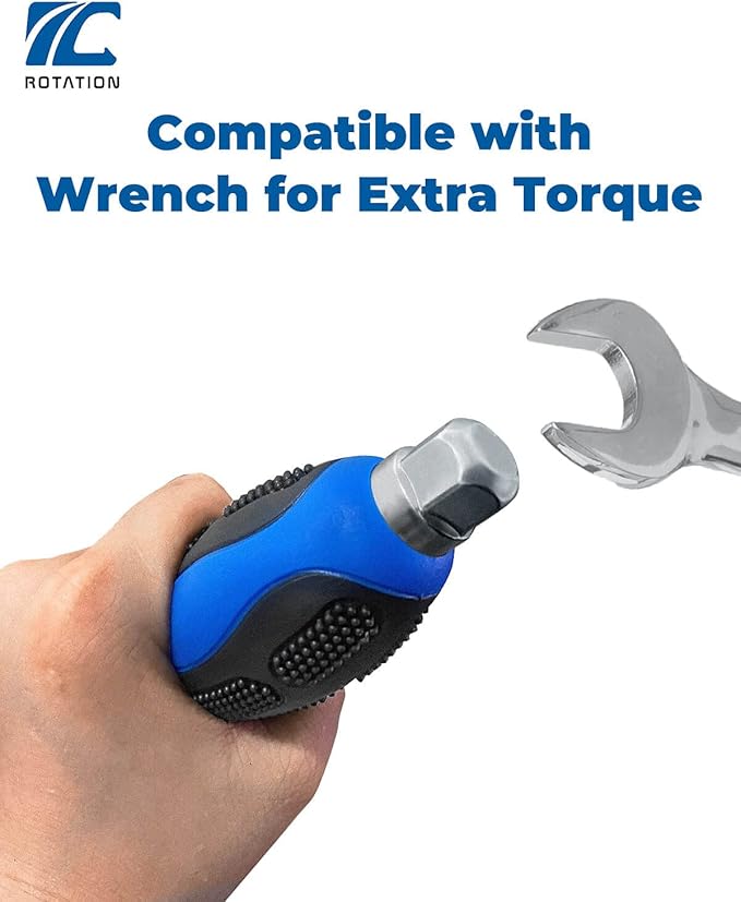 ROTATION Magnetic Screwdriver Set 12 PCS with Black tips, 6 Phillips and 6 Flat Head Screwdrivers, with Go-Thru Steel Blades, High Torque for Fastening and Loosening (Black Tip_Matt Blade)