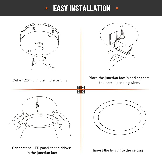 2 Pack Recessed Lighting 4 Inch with Junction Box, 5CCT 4 Inch Black LED Recessed Lights Dimmable 2700K/3000K/4000K/5000K/6000K, 9W 700lm Ultra Thin Recessed Lighting - ETL and Energy Star Certified