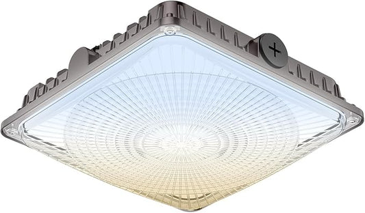 100W LED Canopy Lights Selectable Wattage 100/80/60W 3CCT 3000/4000/5000K, IP65 ETL Listed Commercial Canopy Lights for Gas Station Warehouse Garage Shop, Black, CNL03