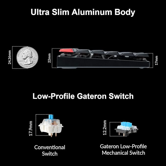 Keychron K5 Pro Wireless QMK/VIA Custom Mechanical Keyboard, 100% Full Size Layout 108 Key Programmable, Ultra-Slim RGB Backlit Low Profile Gateron Brown Switch Bluetooth/Wired for Mac Windows Linux