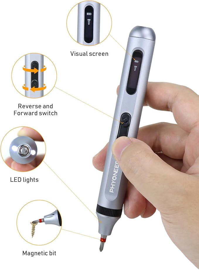 34pcs Ratcheting Electric Screwdriver Set Multibit Screwdriver Portable,Multi-Function Milwaukee Impact DIY Repair Tool Kit with Aluminum Handle for Electronics,pc,USB Rechargeable