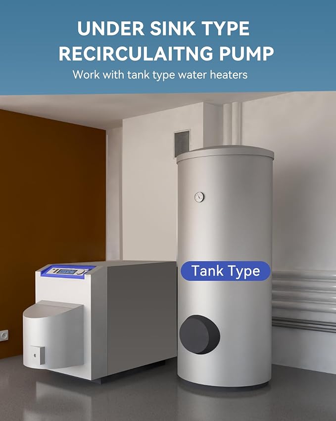 Smart Instant Hot Water Recirculating Pump Kit with Built-in Thermostat Digital Timer Under Sink Water Circulator Pump Recirculating System for Tank Water Heaters