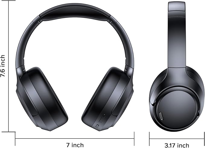 TAGRY Hybrid Active Noise Cancelling Bluetooth Headphones ENC Mic Clear Call Over Ear Headphones 120Hrs Playtime Wireless Earbuds with Hi-Res Audio Low Latency ANC Headset for Game Travel Office Home