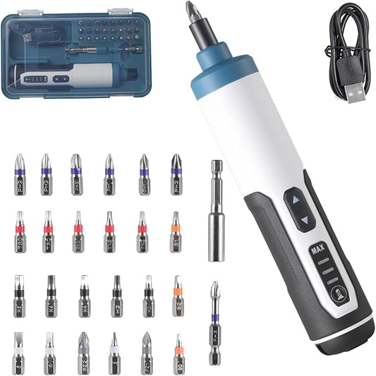 Electrical Tools – Compact Power Screwdriver Kit, Magnetic & Micro Screwdriver Set Includes 26pcs Bit Set, USB Charging Cable, Carrying Case
