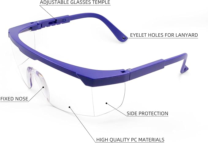 Safety Glasses For Men and Women, Anti Fog Work Glasses for Adjustable Frames and Side Protection