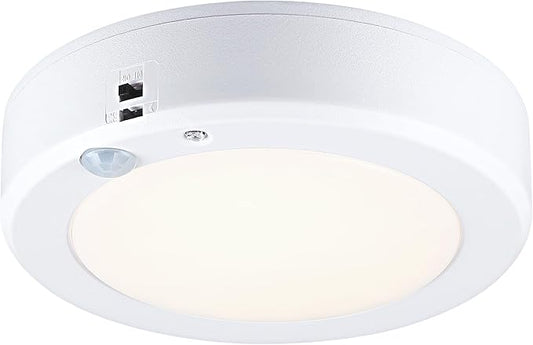 LIT-PaTH Battery Operated Motion Sensor LED Ceiling Light, 3000K 140 Lumens Battery Powered Closet Light, 6.1inch Wireless Motion Ceiling Lamp for Hallway Laundry Stair, 1-Pack (Battery Not Included)