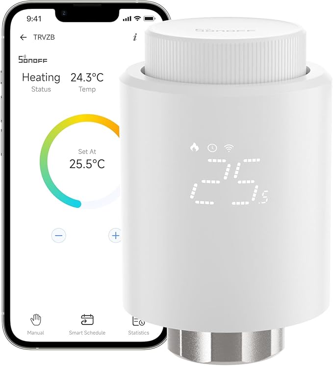 SONOFF Zigbee Thermostatic Radiator Valve, Smart Thermostatic Radiator Supports App Remote Control and Timing, Zigbee 3.0 Hub Required, Compatible with Amazon Alexa/Google Home.