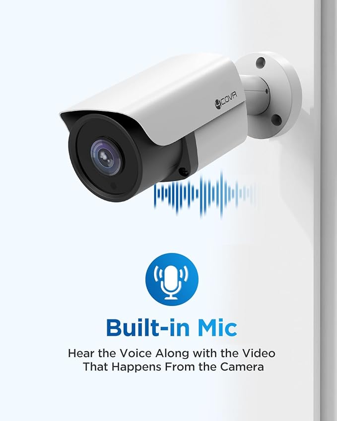 4COVR PoE Security Camera System with Monitor, AI Human/Vehicle Detection, 8CH 8MP NVR with Monitor Pre-Installed 2TB HDD, 6Pcs 5MP Wired Bullet IP Camera IP67 Night Vision, LY37EX5MU806