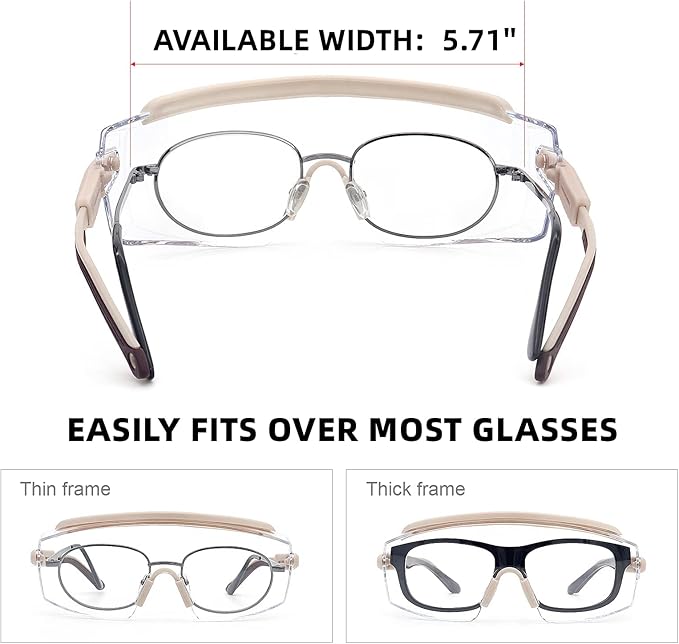 UKNOW Safety Goggles Over Glasses, Anti Fog Safety Glasses with Clear Wraparound Lens, ANSI Z87.1 Protective Eyewear