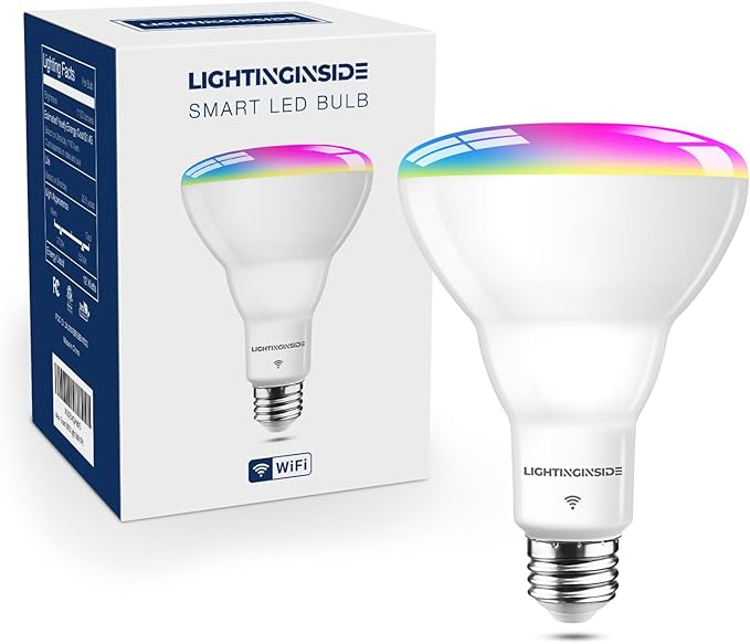 Smart Light Bulb 75W Equivalent, 1100LM 12W RGBCW BR30 E26 Bulb Works with Alexa/Google Home/Smart Life, 2.4G WiFi Bluetooth Recessed Flood LED Bulbs, No Hub Required, ETL Listed, 1PC