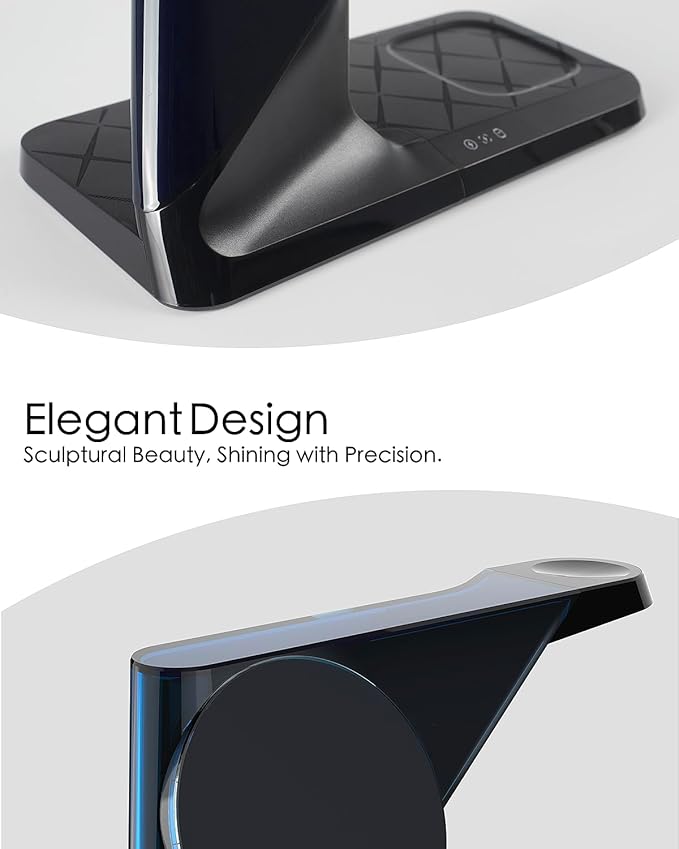 3 in 1 Charging Station for Apple Devices, Mag-Safe Charger Stand, Wireless Charger for iPhone 16/15/14/13/12 Series,& AirPods,& iWatch