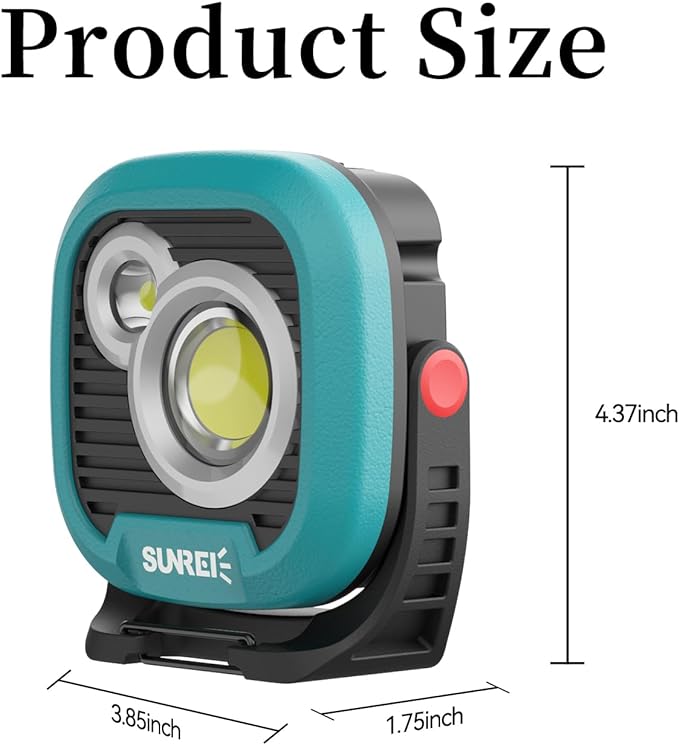 LED Rechargeable Magnetic Work Light SUNREI Mechanic Light Power Bank 180° Rotating, 1500LM, 6 Modes, Magnetic&Hook, 13500mAh Battery, Magnetic Flashlight for Camping, Car Repairing (Blue)