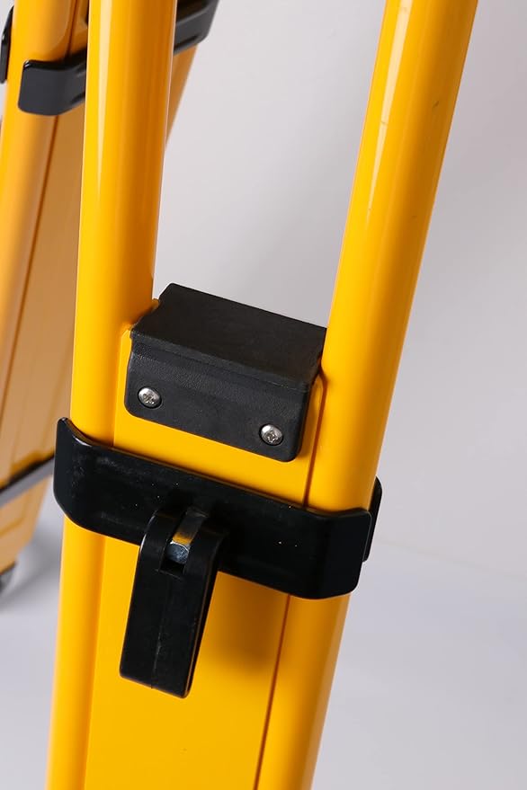 Fiberglass Surveying Tripod, Heavy Duty Yellow Fiberglass and Wood Tripod with Dual Clamp and Copper Center Screw for Robotic Total Stations and Theodolite (Flat Head-B)