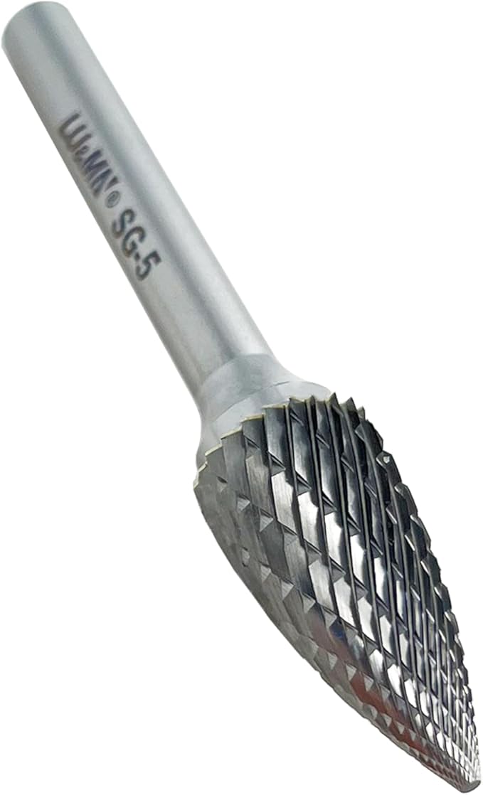 SG-5 Double Cut Tree Shape Tungsten Carbide Rotary Burr with 1/4" Shank for Die Grinder and Drill by LU&MN