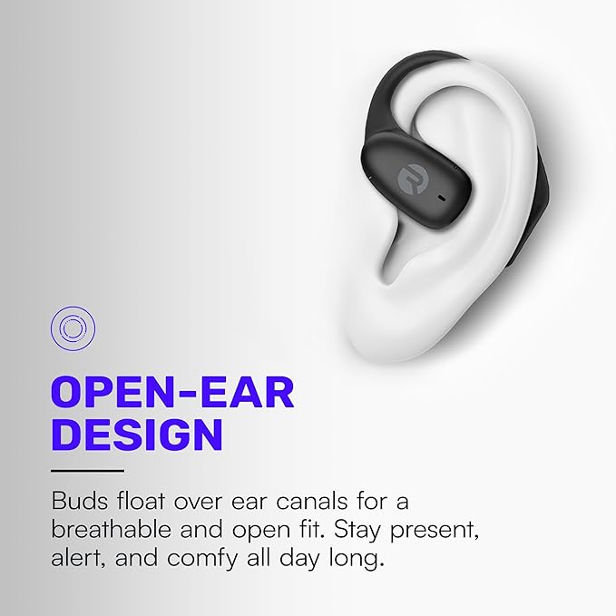 Raycon Essential Open Earbuds – True Wireless Open Ear Bluetooth 6.0 Headphones, Ultra-Lightweight, Comfort Hook Design, IPX5 Water Resistant, 36 Hours of Battery Life (Purple)