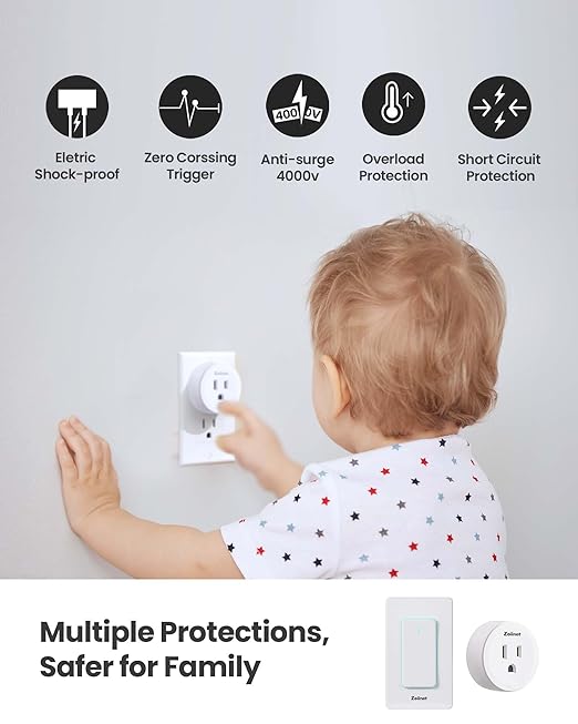 Remote Control Outlet Plug Switch, Buckle Design & Removable Wireless Light Switch, No Wiring Needed, 300 ft, 15A/1500W, Programmable, for Household Appliances