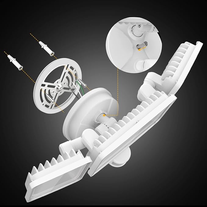 Onforu 2 Pack 100W LED Security Lights Motion Sensor Outdoor, 9000LM Super Bright Flood Light Motion Detector, IP65 Waterproof Exterior Floodlight, 6000K Hardwired Wall Light (White)