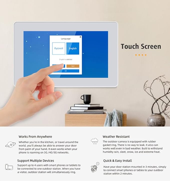 Tuya Smart 5 Unit 7-inch IP Video Intercom Phone for Apartment Building Security Home Access Control System Digital Keypad with IC Card