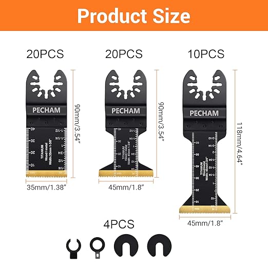 PECHAM 50PCS Titanium Oscillating Tool Blades, Universal Oscillating Multitool Blades Metal Cutting Quick Release for Hard Material Metal Nails Wood Plastic Fit Dewalt Rockwell Milwaukee Makita Bosch