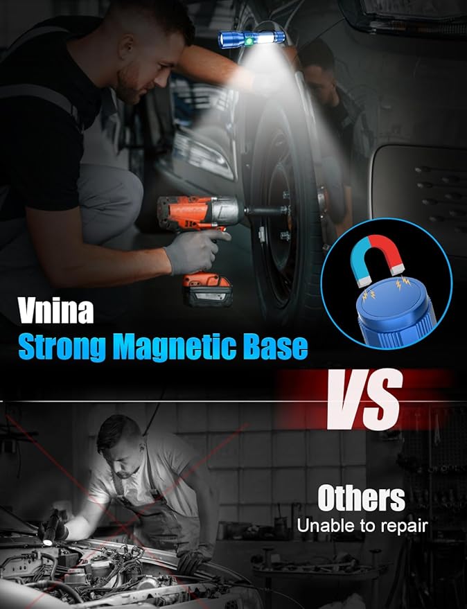 UV Rechargeable Flashlights Tactical,1000 High Lumens 3 in 1 LED Black Light Flashlight-Magnetic Base/Sidelight/Zoomable, Bright Pocket Flash Light with Case Box for Stains Detection Blue/Black