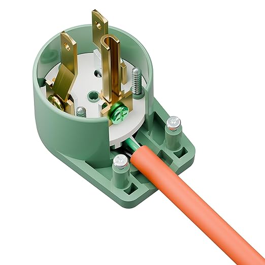 USA Canada 90 Degree 15A 125V 3Pin Right Angle Nema 5-15P Angled Rewireable AC Plug - 10Pack, Green