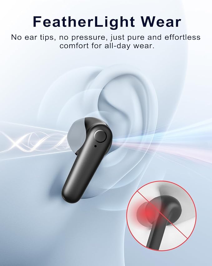 kurdene Wireless Earbuds Bluetooth Headphones,Bluetooth 5.4, 48H Long Playtime Ear Buds with Mics for Clear Calls, Deep Bass Stereo, in-Ear Earphone for iPhone Andriod Phone
