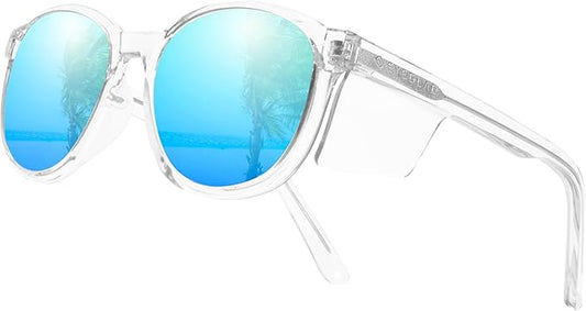 VETRA Omega Z87+ Safety Glasses UV400 Side Shield Anti-Oil Coating CP Frame Eyewear