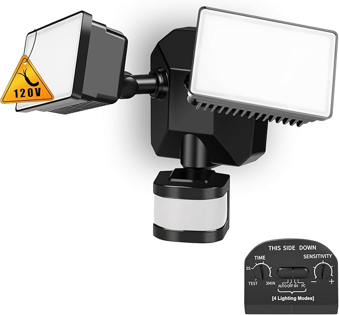 EMANER Motion Sensor Flood Light Dusk to Dawn, Outdoor LED Security Lights 5000K 280W Equiv. for Walkway Porch Yard, Motion Detection Floodlight Light Waterproof Wired Motion Wall Light 120V