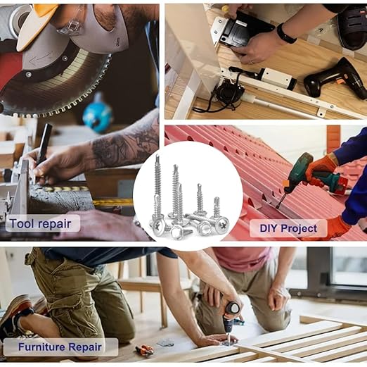 410 Stainless Steel #8Self Tapping Screws Assortment Kit 410PCS,Self Drilling Modified Truss Head & Hex Washer Head Sheet Metal TEK Screws 1/2" to 1-1/4'' (1, Silver, Hex Head & Truss Head 410 pcs)