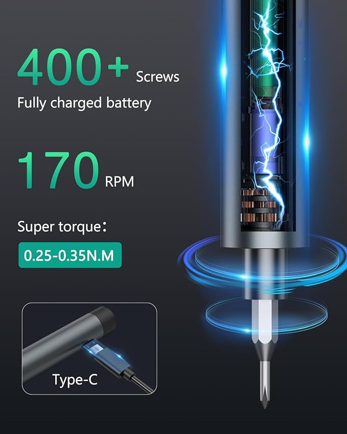 ORIA 49-in-1 Mini Electric Screwdriver, 3.6V Precision Screwdriver Set with 47 Magnetic Bits, LED Lights, Rechargeable Repair Tool Kit for Phone, PC, Laptop, Watch, DIY