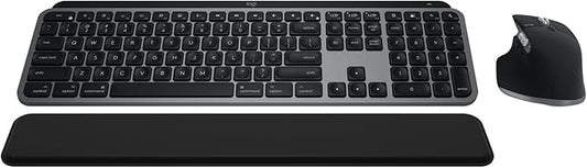 Logitech MX Keys S Combo for Mac, Wireless Keyboard and Mouse with Palm Rest, Backlit Keyboard, Fast Scroll Wireless Mouse, Bluetooth USB C for MacBook Pro, MacBook Air, iMac, iPad - Space Grey