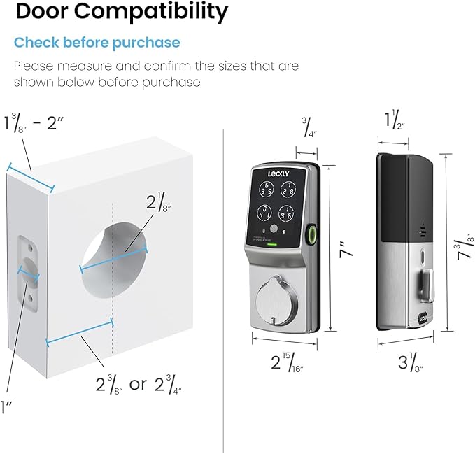 Lockly Secure Plus, Keyless Entry Door Lock, Smart Locks for Front Door, Smart Lock Deadbolt, PIN Genie® Keypad, 3D Biometric Fingerprint Sensor, Auto Lock