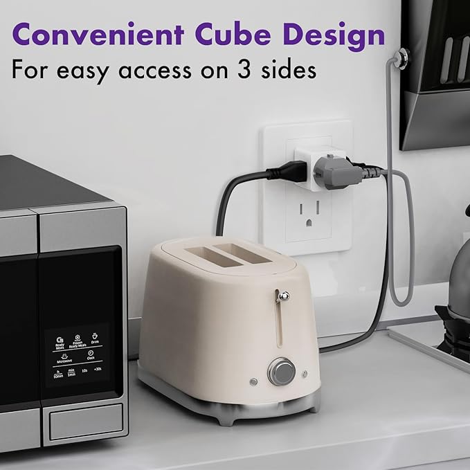 POWERCORDS 3 Power Blocks Outlet Splitter, 3 Pack, Grounded Wall Tap, 3-Prong Plug Adapter AC Multi Plug Wall Outlet, Power Splitter, Cruise Essentials, for Home Office School Dorm, UL Listed, White